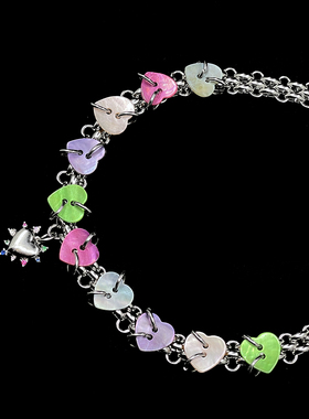 原创五彩爱心choker颈链项链