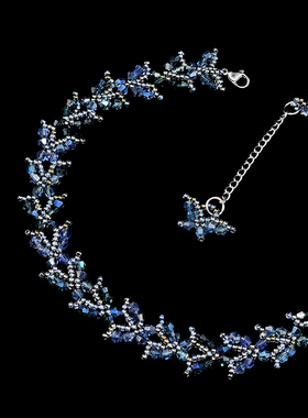 原创蓝闪蝶纯手作编制choker项链