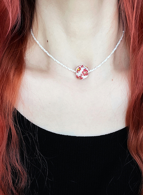 原创梅深海母贝choker项链