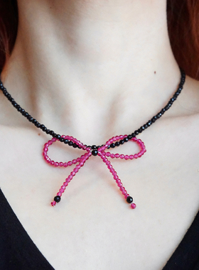 手作黑粉BlackPink黑尖晶项链