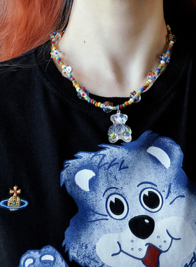 原创手作可爱小熊串珠项链