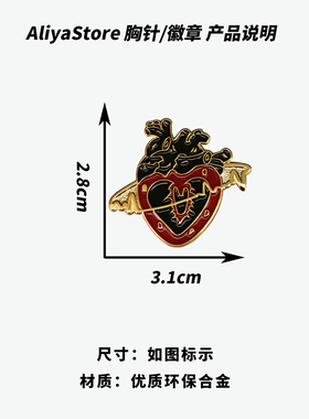 AliyaStore胸针心脏心电图情侣