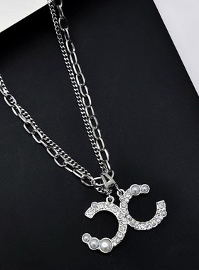 小香风字母c毛衣链合金女合金