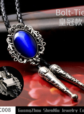 复古秋冬毛衣链皮绳男女猫眼石