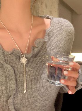 韩系烟花流苏可抽拉式项链女轻奢小众高级感锁骨链配饰颈链