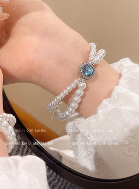 海蓝宝施家珍珠手链女