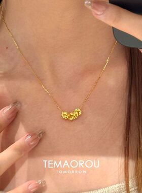 钱多多_爆闪沙金一串铜钱金币项链春夏新款复古锁骨链百搭饰品