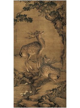 沈铨受天百禄图工笔画白描底稿