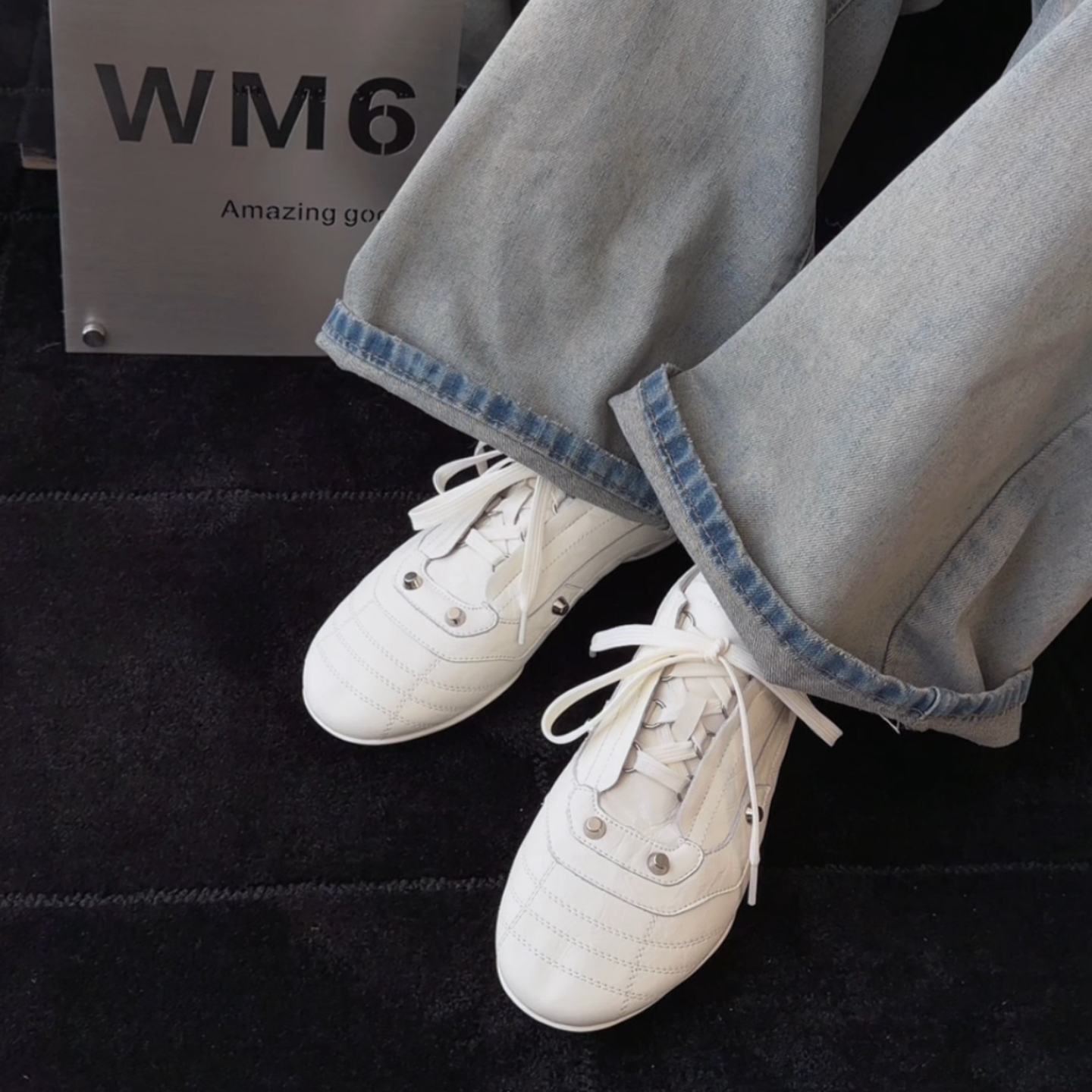 WM6欧货欧洲站真皮女鞋2026春季新款复古德训鞋女铆钉系带休闲鞋,淘宝优惠券,粉丝福利购,淘宝优惠卷