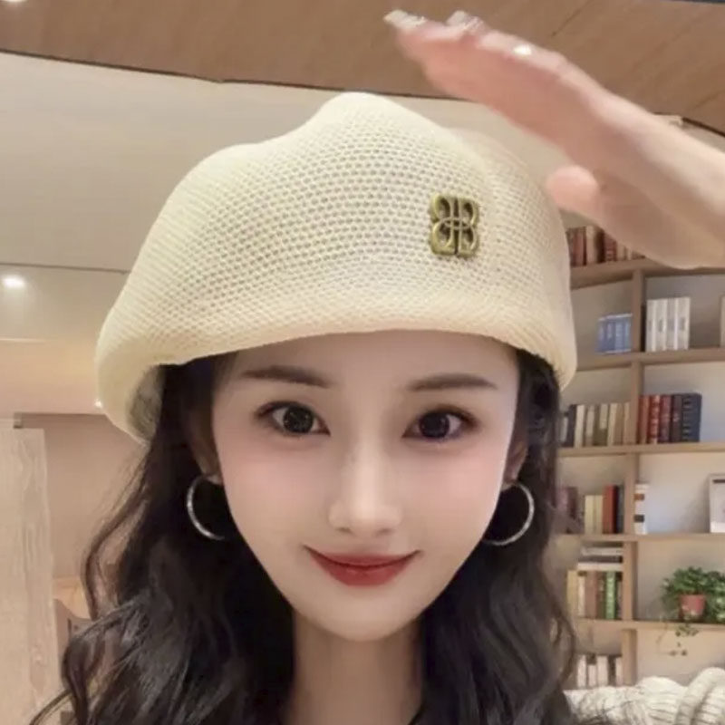 甜酷时尚百搭针织贝雷帽女日系复古定型画家帽显脸小纯色报童帽潮