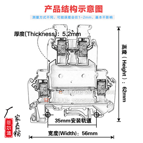 厂家直销UKK3导轨式双层接线端子排UKK3 2.5MM双进双出UKJ2.5/2-2 - 图1
