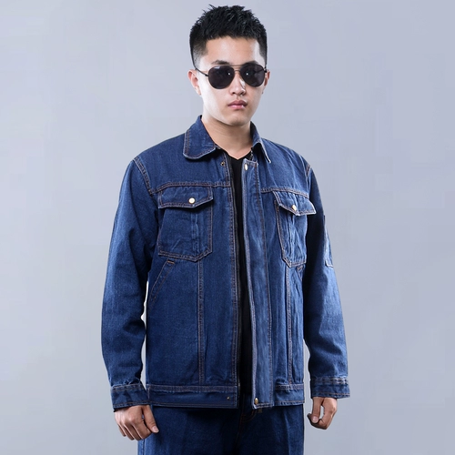 Демисезонный джинсовый износостойкий хлопковый комбинезон, увеличенная толщина