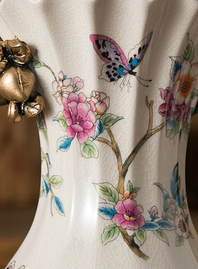 美式复古裂纹陶瓷花瓶花盆