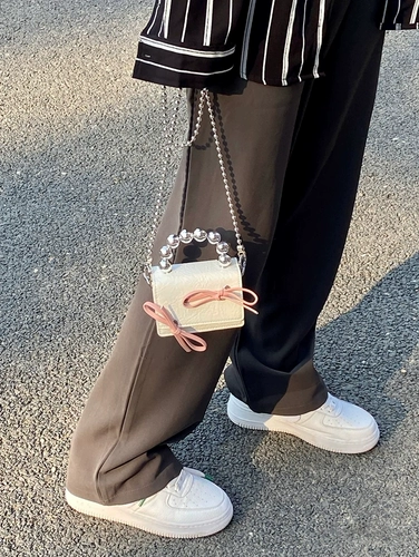 Маленькая небольшая дизайнерская цепь с бантиком, милые наушники, сумка для техники, сумка на одно плечо, сумка через плечо