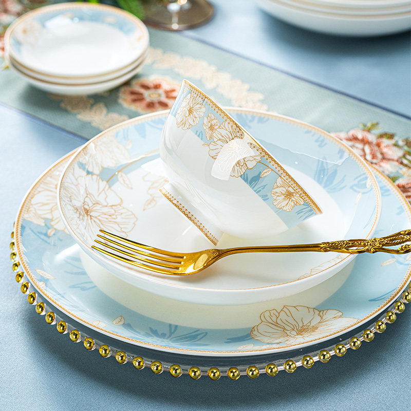 景德镇陶瓷2025新款碗碟套装家用餐具高档轻奢送礼餐具碗盘筷组合