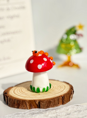 淄博琉璃奇趣摆件博山琉璃小兔子动物仿真蘑菇桌面装饰品车载摆件