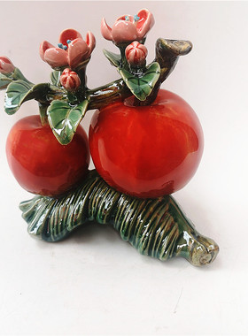 苹果90后花开富贵是福石湾陶瓷