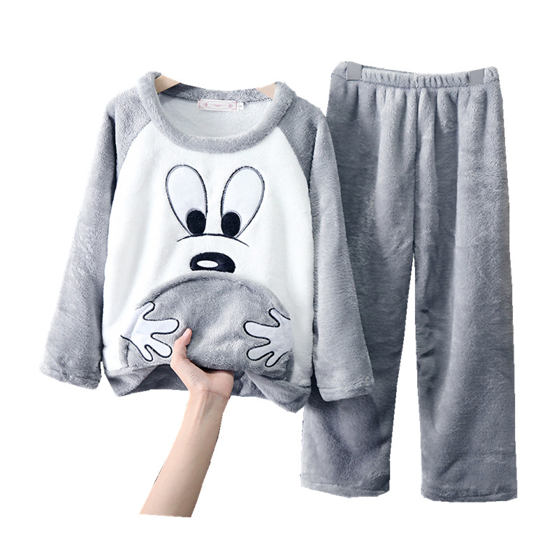 儿童睡衣秋冬季男童男孩学生法兰绒小中大童装宝宝加厚家居服套装 - 图3