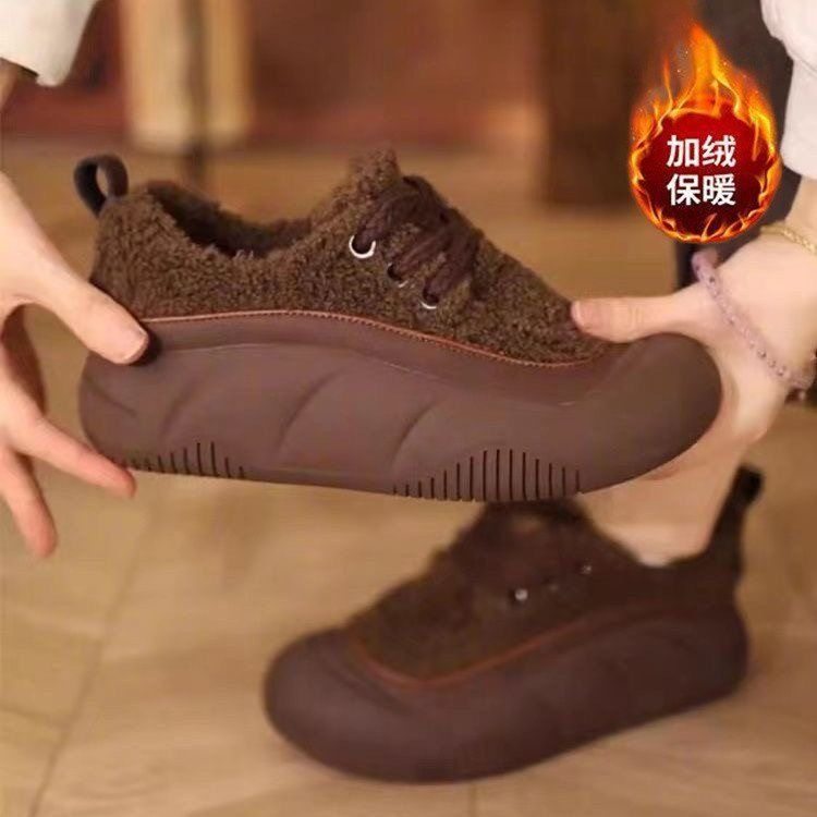保暖棉鞋女冬加绒平底软底手工复古休闲鞋2025新款羊羔荣厚底女鞋,淘宝优惠券,粉丝福利购,淘宝优惠卷