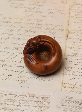 雷击枣木离龙平安扣立体雕刻挂件配饰老料深色钥匙扣可穿绳子挂脖