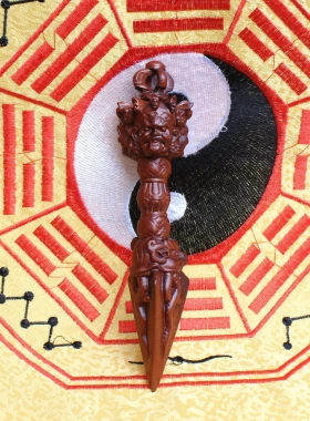 雷击枣木金刚杵挂件马头明王降魔杵法器不动明王金刚杵吊坠挂件