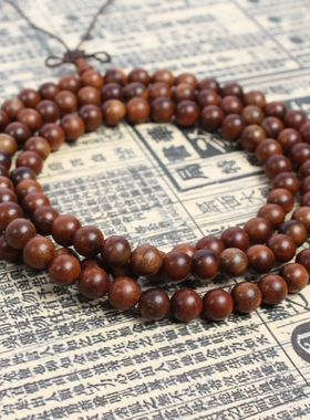 老料雷击枣木佛珠手串8mm108颗老料深色小孔手工打磨保真