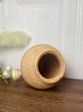 越南简约藤编花瓶客厅装饰摆件