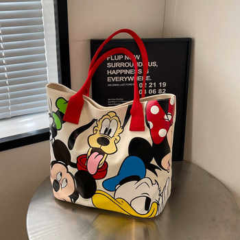 Mickey Canvas Bag Women's Large Capacity Bag 2024 New Cute Cartoon Goofy Dog Tote Bag Shoulder Tote Bag