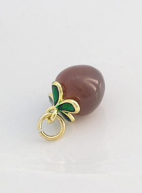 天然玛瑙水蜜桃子滴油羊眼吊坠挂件diy项链手链耳饰发簪吊饰配件