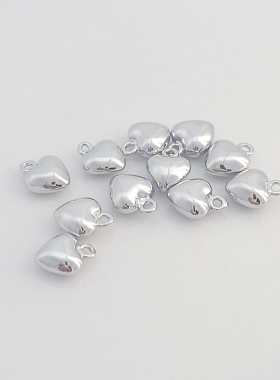 18K包金空心光面桃心吊坠手工diy手链珍珠项链爱心小挂件饰品配件