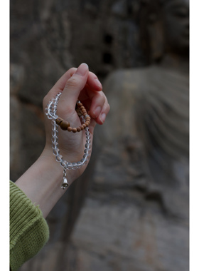 青石小珍白水晶冰透纯净净心手串