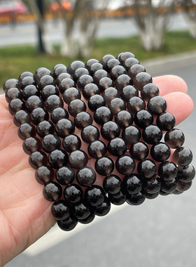 7A天然冰种彩眼黑曜石圆珠手串男女款简约手链饰品