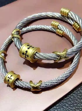 骷髅头力量刺青散珠手链3d硬金