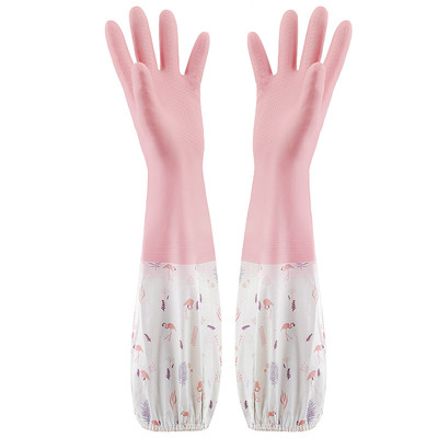 【优思居】防水加长加绒洗碗手套