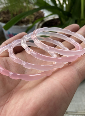 国风女玉髓竹节镯子冰透