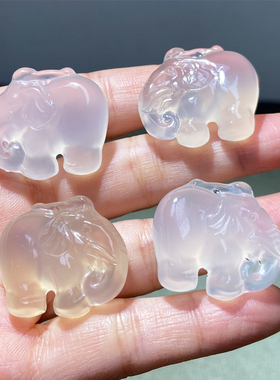 天然冰种白玉髓大象吊坠