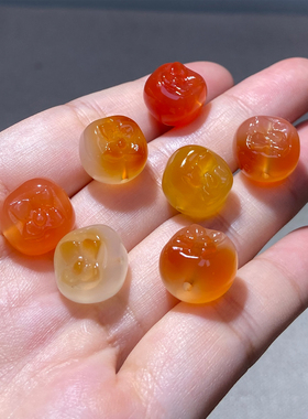 纤纤素手柿子冰透红玛瑙通孔手链