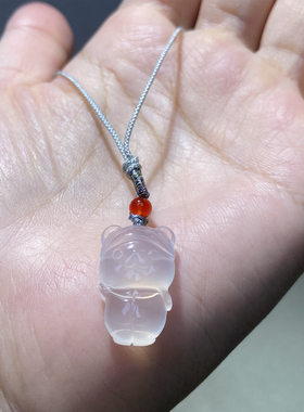 Hello熊天然冰透玉髓小熊项坠