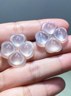 天然玛瑙玉髓高冰四叶草吊坠