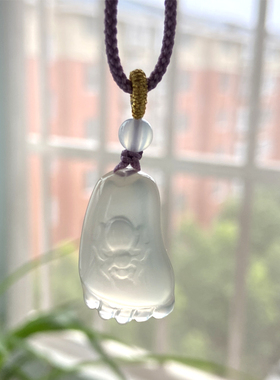 男女玉髓知足项坠高冰马料