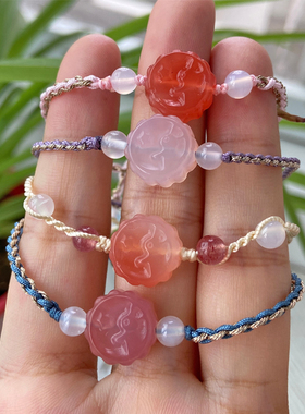 男女玛瑙瑞丽月饼手链玉兔