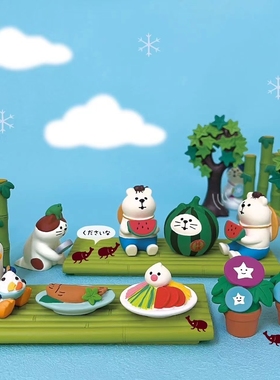 日式猫Zakka夏日西瓜治愈系可爱办公室工位解压装饰小摆件桌面