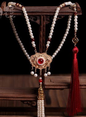古风红色璎珞项链汉服配饰项圈女