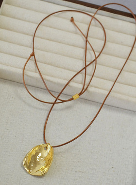 春夏新款黑色皮绳项链