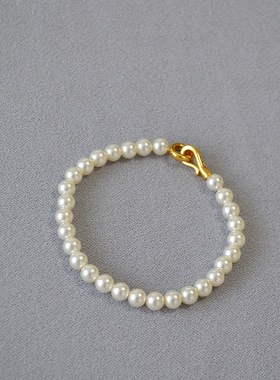 时尚轻奢手链黄铜镀金日韩珍珠女