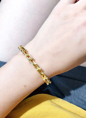 锁扣金属质感手链链条黄铜冷淡风