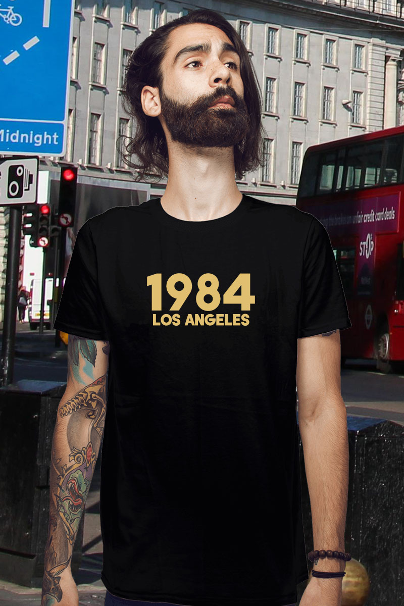 1984 LOS ANGELES T恤男女情侣689原创纯棉大码印花短袖中国重返 - 图2