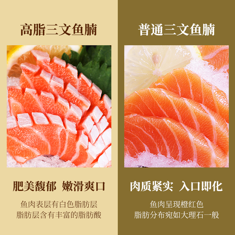 【鲜有汇聚】新鲜高脂三文鱼鱼腩刺身 200g 海鲜即食冰鲜鲑生鱼片 - 图2