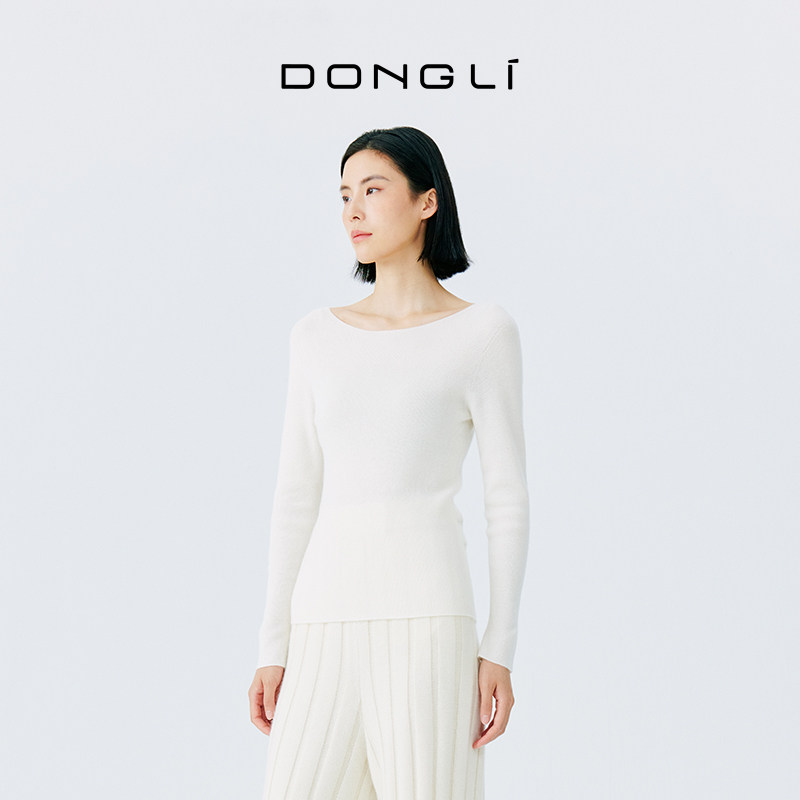 东黎小山羊绒 2025新款女士修身显瘦一字领套衫长袖针织衫4960,淘宝优惠券,粉丝福利购,淘宝优惠卷