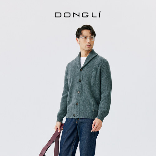 东黎山羊绒 2025新款男士翻领厚款纯羊绒针织开衫冬毛衣外套4943 - 图2